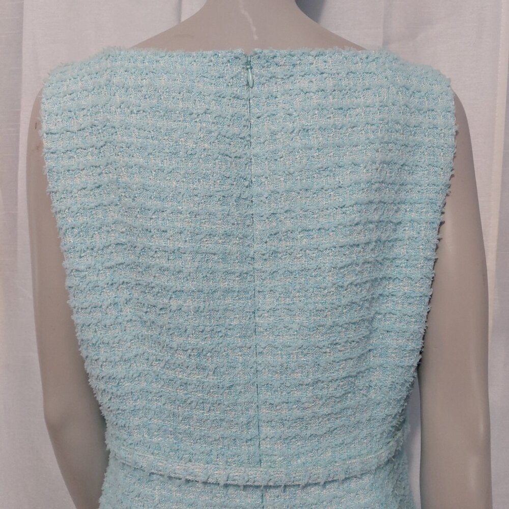 Kate Spade Dress 14 Light Blue Boucle Mini Fit Flare Sleeveless Feminine - Picture 6 of 15